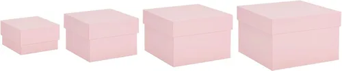 Miniatura 4 de Stockroom Plus Juego de cajas de regalo, surtido de 4 piezas, color rosa, cajas cuadradas rosadas apilables con tapas para bodas, cumpleaños