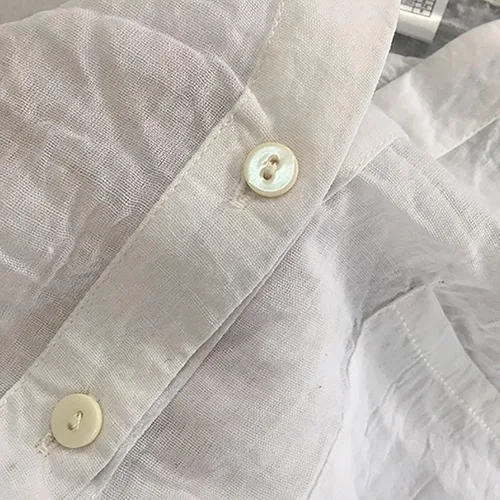 Miniatura 6 de Women's Roll-Up Cuffed HalfLong Sleeve Linen Shirts Blouse Solid Summer Cotton Tops Button Down V-Neck Blouse T Shirt