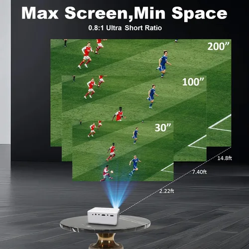 Miniatura 3 de Mini proyector portátil, proyector de película Full HD 1080P 4K, proyector pequeño portátil para cine en casa/dormitorio, compatible con iOS