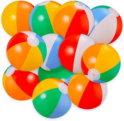 SCIONE Paquete de 12 pelotas de playa inflables de 9 pulgadas para niños, juegos de agua de verano, temática tropical hawaiana, decoraciones para