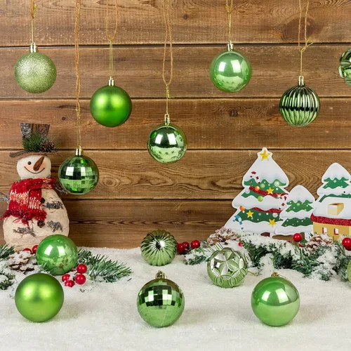Miniatura 135 de AMS Esferas de Navidad de 2.36 pulgadas/60mm, 34 unidades, adornos grandes, decoraciones para fiestas, inastillables, colgantes festivos para Negro