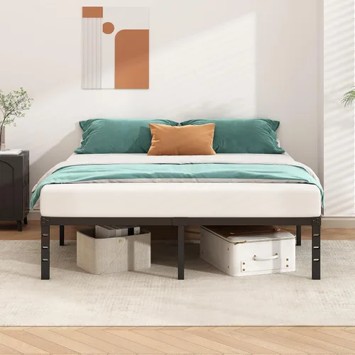 Miniatura 5 de HLIPHA - Base de cama metálica de plataforma de 12 pulgadas de altura, no necesita somier, base de cama tamaño individual con listones de soporte