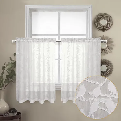 Miniatura 16 de OVZME Anji - 2 paneles de cortinas traslúcidas de gasa marrón de 72 pulgadas de largo para dormitorio, doble bolsillo para barra, tela ligera