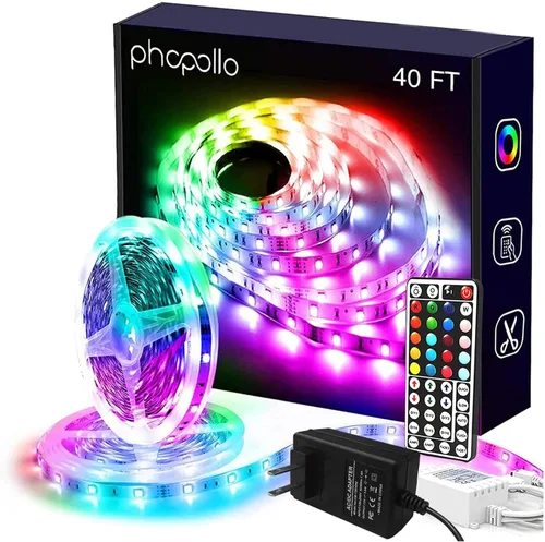 Miniatura 15 de Phopollo - Luces LED de 200 pies para dormitorio, sincronización de música, cambio de color, control inteligente de aplicación con control remoto