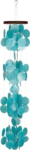 Campanillas de Woodstock Chimes Colección Asli Arts, Cascada Capiz, Campanillas de viento de Capiz Azure de 40'' para exteriores, patio, hogar o