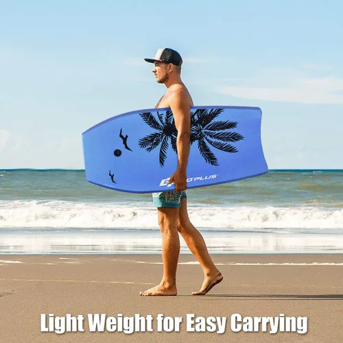 Miniatura 6 de Goplus Tabla de cuerpo ligera de 41/37/33 pulgadas para playa, tabla de surf con núcleo EPS, cubierta XPE, parte inferior lisa de HDPE, correa