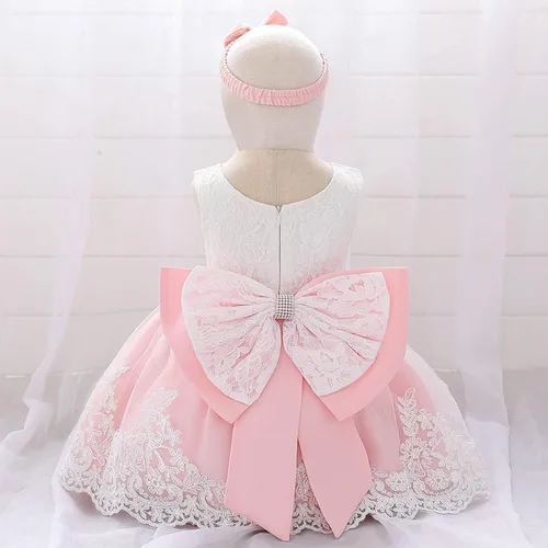Miniatura 5 de Vestido de novia de princesa de tul para niña de 0 a 24 meses, con lazo, bordado de encaje