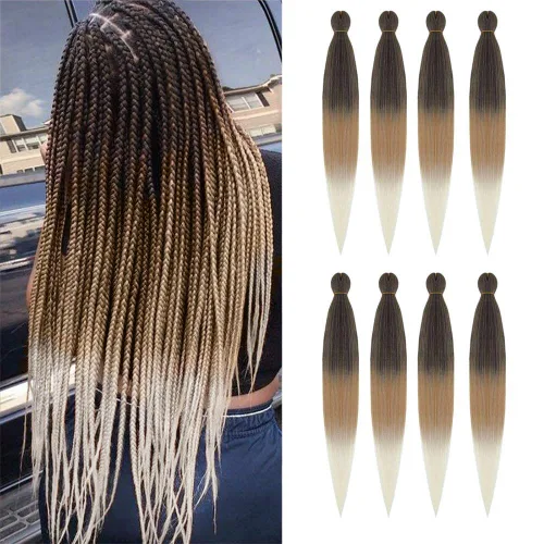Extensiones de pelo para trenzar, para fácil trenzado profesional, no causa comezón , fibra sintética tejida, trenzas de textura Yaki, extensiones