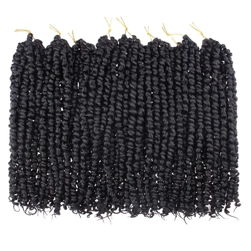 Miniatura 5 de Leeven 8 paquetes de extensiones de cabello de ganchillo Passion Twist de 14 pulgadas, color negro natural Bomb, pretrenzado, onda de agua, rizos