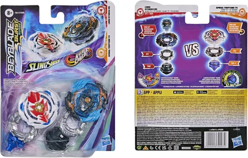 Miniatura 5 de Bey Blade Burst Surge Dual Collection Pack Hypersphere Lord Hydrax H5 y Slingshock Spiral Treptune T4 Juego de batalla. Juguetes principales