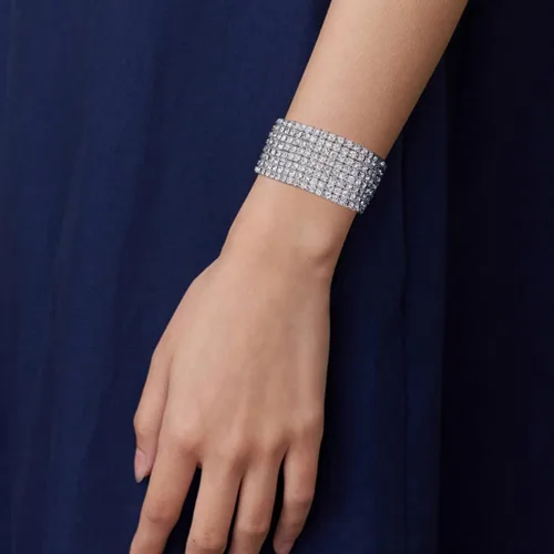 Miniatura 4 de Zealmer Pulseras elásticas apilables de diamantes de imitación multicolor brillantes para mujer Metal