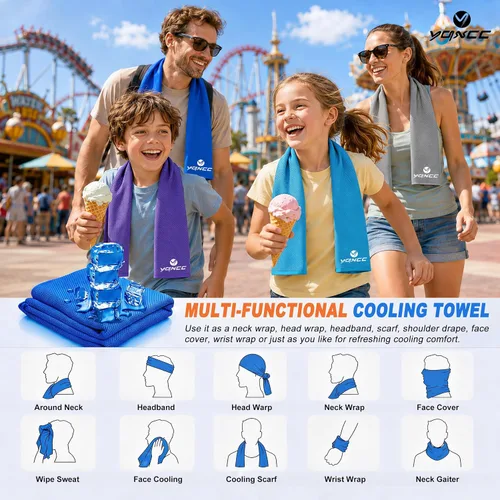 Miniatura 4 de YQXCC Paquete de 8 toallas refrescantes (47 x 12 pulgadas), toalla de cuello fría de hielo, microfibra suave y transpirable para yoga, golf, 8