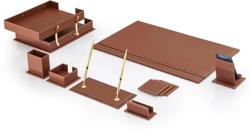 Miniatura 12 de MOOGCO Bonded Set - Accesorios de escritorio - Organizador de escritorio de cuero - Juego de cuero regenerado - Accesorios de escritorio de oficina