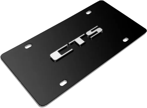 Miniatura 3 de iPick Image Placa de matrícula de acero inoxidable negra hecha para Cadillac CTS 3D