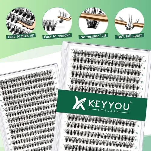Miniatura 58 de Extensiones de racimos de pestañas 300 piezas, pestañas individuales 40D 0.07D rizado 11mm, para colocar en casa, bandeja grande de volumen
