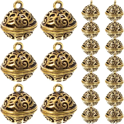EXCEART 20 colgantes de campana vintage, campanas antiguas para hacer joyas, decoración de Navidad y decoraciones de festivales, diseño hueco