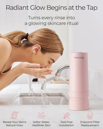 Miniatura 6 de Waterdrop BFC3-Lite – Filtro de agua para lavado facial, filtro para lavabo de baño para piel, reduce 99% de cloro, limpieza profunda a nanoescala