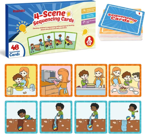 Miniatura 12 de Kasfalci Tarjetas de secuenciación, juego de secuencia para niños, materiales de terapia del habla para autismo, mejorar la narración de historias