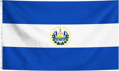 Bandera de Salvador de 3 x 5 pies, colores vivos, banderas nacionales salvadoreñas con ojales de latón para decoración de interiores y exteriores,