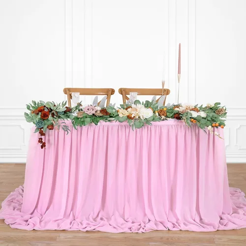 Miniatura 9 de QueenDream Falda de mesa de gasa azul bebé de 6 pies para mesa rectangular, mantel transparente para baby shower, boda, cumpleaños, fiesta temática