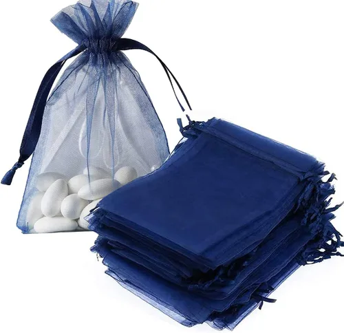 Miniatura 9 de 100 bolsas de organza con cordón de regalo para joyas, galletas, malla de tela transparente de 5 x 7 pulgadas, bolsa reciclable duradera para baby