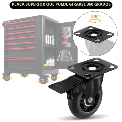 Miniatura 9 de Apllamo Juego de 4 ruedas de 3 pulgadas, 4 ruedas silenciosas resistentes, carga máxima de 2000 libras. Adecuado para hacer ruedas suaves
