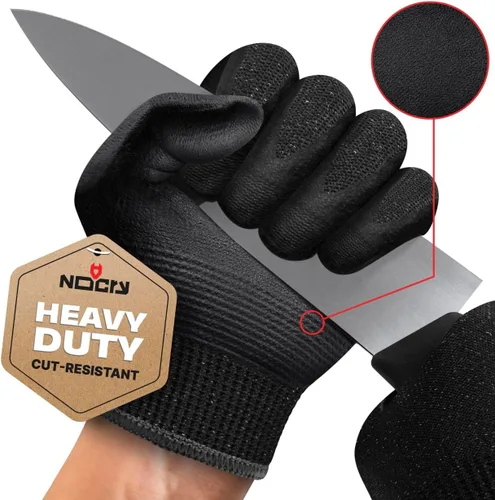 NoCry Guantes de trabajo resistentes a cortes profesionales para hombres y mujeres con agarre firme y palmas impermeables — Puntas táctiles y pulgar