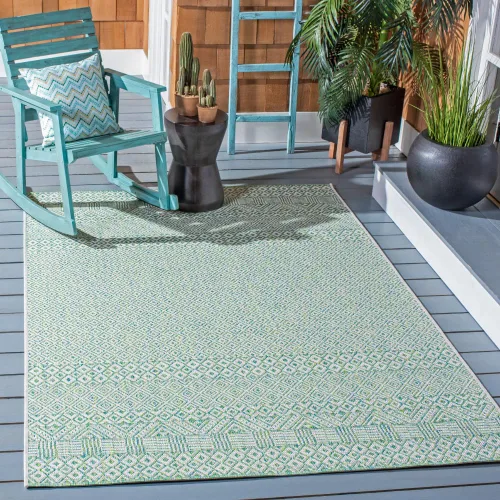 Miniatura 48 de SAFAVIEH Alfombra lavable al aire libre, colección Courtyard - 2'3" x 5', gris y negro, no desprende pelusa y fácil limpieza, ideal para patio