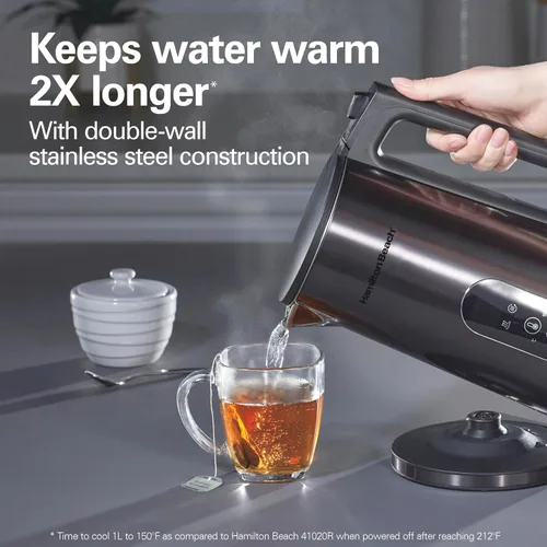 Miniatura 2 de Hamilton Beach Tetera Eléctrica Digital con Control de Temperatura, Hervidor y Calentador de Agua 1.7L, 5 Modos Preestablecidos + Mantener Caliente
