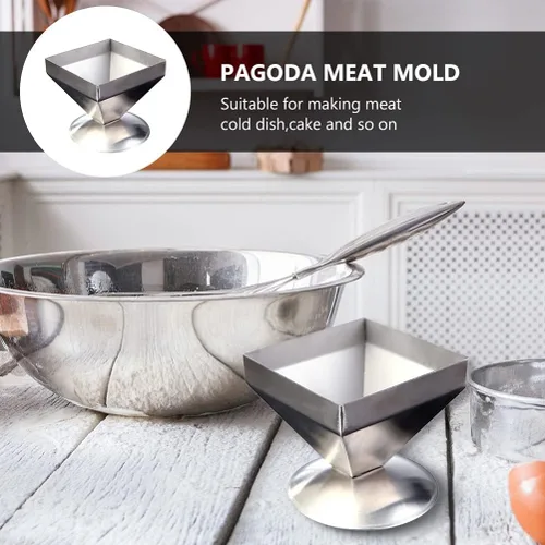 Miniatura 6 de DOITOOL Molde de pirámide de acero inoxidable, molde de carne, anillo para pastel, forma de triángulo, forma de relleno de alimentos, moldeador