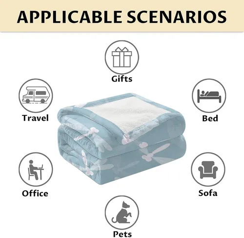 Miniatura 6 de Manta de libélula, suave, mullida y cálida, manta pequeña de 30 x 40 pulgadas para sofá, oficina, manta estética azul, regalos para mujeres