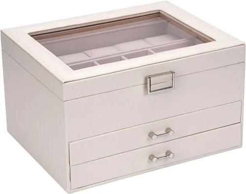 ATAIMEISEN Joyero, caja de reloj, organizador de relojes, caja de almacenamiento de joyas, almacenamiento y organización, reloj de 4 capas,