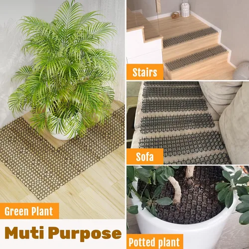 Miniatura 5 de Tapete de 8.5 x 6.5 pulgadas para gatos con 6 grapas de jardín y 6 lazos, paquete de 12 alfombrillas disuasorias para gatos para valla de jardín
