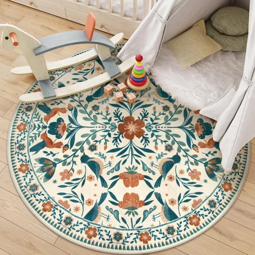 Miniatura 17 de Moynesa Alfombra para sala de estar, de 5 x 7 pies, lavable, moderna, color verde cabaña, para dormitorio, comedor, alfombra estética de granja