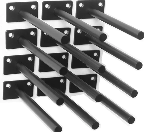 Miniatura 7 de 4 soportes de estante flotante de acero sólido negro de 5 pulgadas, soportes ocultos para estantes flotantes de madera, soporte oculto para estantes