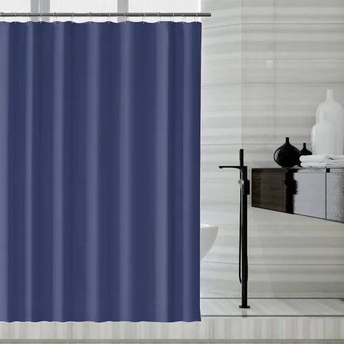 Miniatura 26 de LLSCL Cortina de ducha de tela azul con contrapeso inferior, calidad de hotel impermeable, 72 x 72 pulgadas, lavable a máquina Azul marino