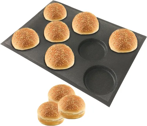 Miniatura 10 de Bluedrop Moldes perforados de la panadería de la forma redonda de la bandeja del pan de la forma del pan del bollo del silicón