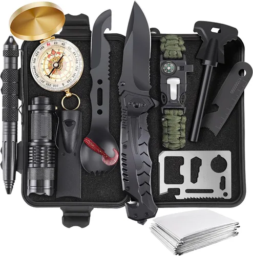 ABPIR Regalos para kits de supervivencia de Navidad para hombres, papá, marido, él, equipo de supervivencia 13 en 1, herramientas tácticas para