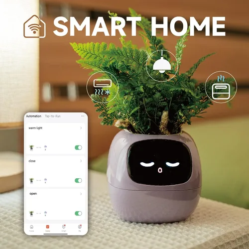 Miniatura 5 de PLANTSIO Plantera inteligente para mascotas con robot de orientación en el cuidado de plantas con emojis, adorable compañero de plantas con rica