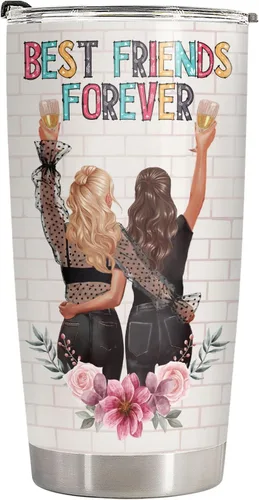 Miniatura 2 de 34HD Taza de Mejor Amigo con Tapa, Taza de Bebida Aislada BFF de 20 oz, Taza de Café de Otro Año de Unión, Regalos de Mejores Amigos, Regalos