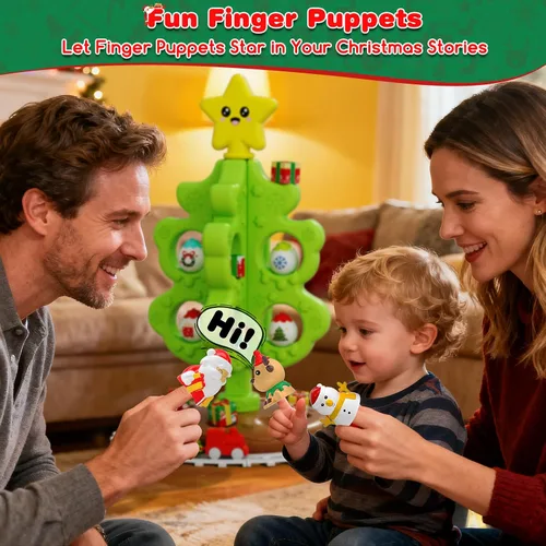 Miniatura 5 de Mi Primer Árbol de Navidad para Niños Pequeños, Juguete Decorativo Montessori Musical con Luces y Adornos, Mini Juego de Tren, Juguetes Roly Poly