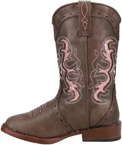 Miniatura 3 de ROPER Niños Niñas Lexi Rhinestone punta cuadrada Casual Botas Mid Calf - Marrón