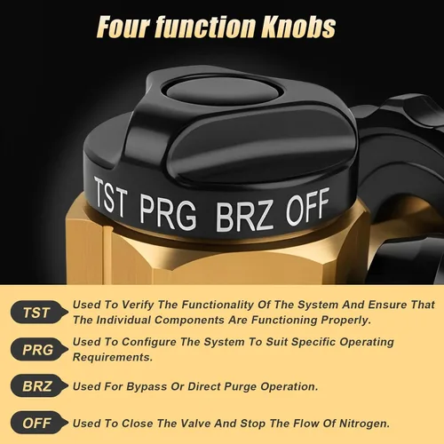 Miniatura 5 de Siasky Regulador de nitrógeno VN-500 - 4 modos de trabajo (TST/PRG/BRZ/OFF) - Ajuste de presión de 0-500PSI para purga de nitrógeno de precisión