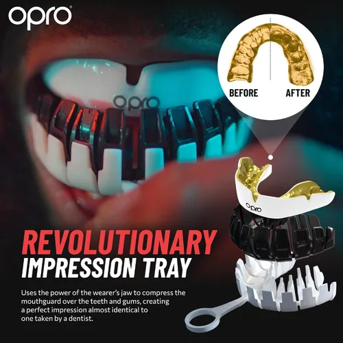 Miniatura 5 de OPRO Protector bucal instantáneo de ajuste personalizado, comodidad a nivel de dentista, protección y ajuste - Protector bucal moldeable para fútbol