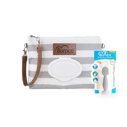 Miniatura 14 de Bumco - Bolsa de mano para pañales – Dispensador de toallitas portátil y soporte para pañales, estuche hermético de viaje para toallitas para bebés