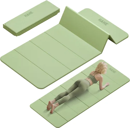 Foldable Yoga Mat,74"Lx32"Wx1/3"Thick,Folding Exercise Mat,Non-slip Wide Pilates Mats for Home Workout/Travel, Portable Yoga Mat Thick for