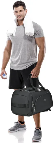 Miniatura 9 de Bolsa de gimnasio impermeable para hombres y mujeres, bolsa de lona convertible grande de 50 L, mochila y bolsa de hombro para viajes, fin