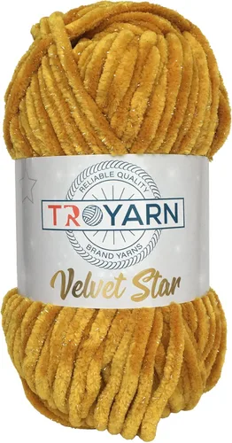 Miniatura 28 de Troyarn Velvet Star (Paquete de 3 Madejas) - Ovillo de felpilla con purpurina plateada para manta de bebé, hilo amigurumi, para ganchillo y tejer
