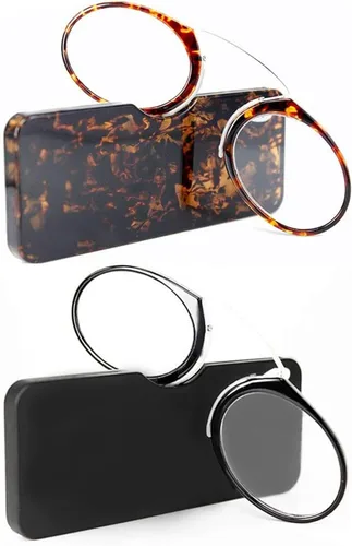 REAVEE Paquete de 2 lentes de lectura con clip de nariz sin brazos para hombres y mujeres, sin sienes, delgados y compactos, ultra delgados con mini