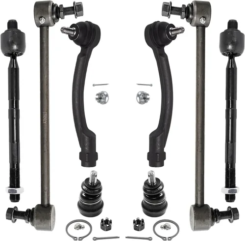 Detroit Axle - Barras de acoplamiento delanteras interiores y exteriores + barras estabilizadoras + rótulas inferiores de repuesto para Kia Forte